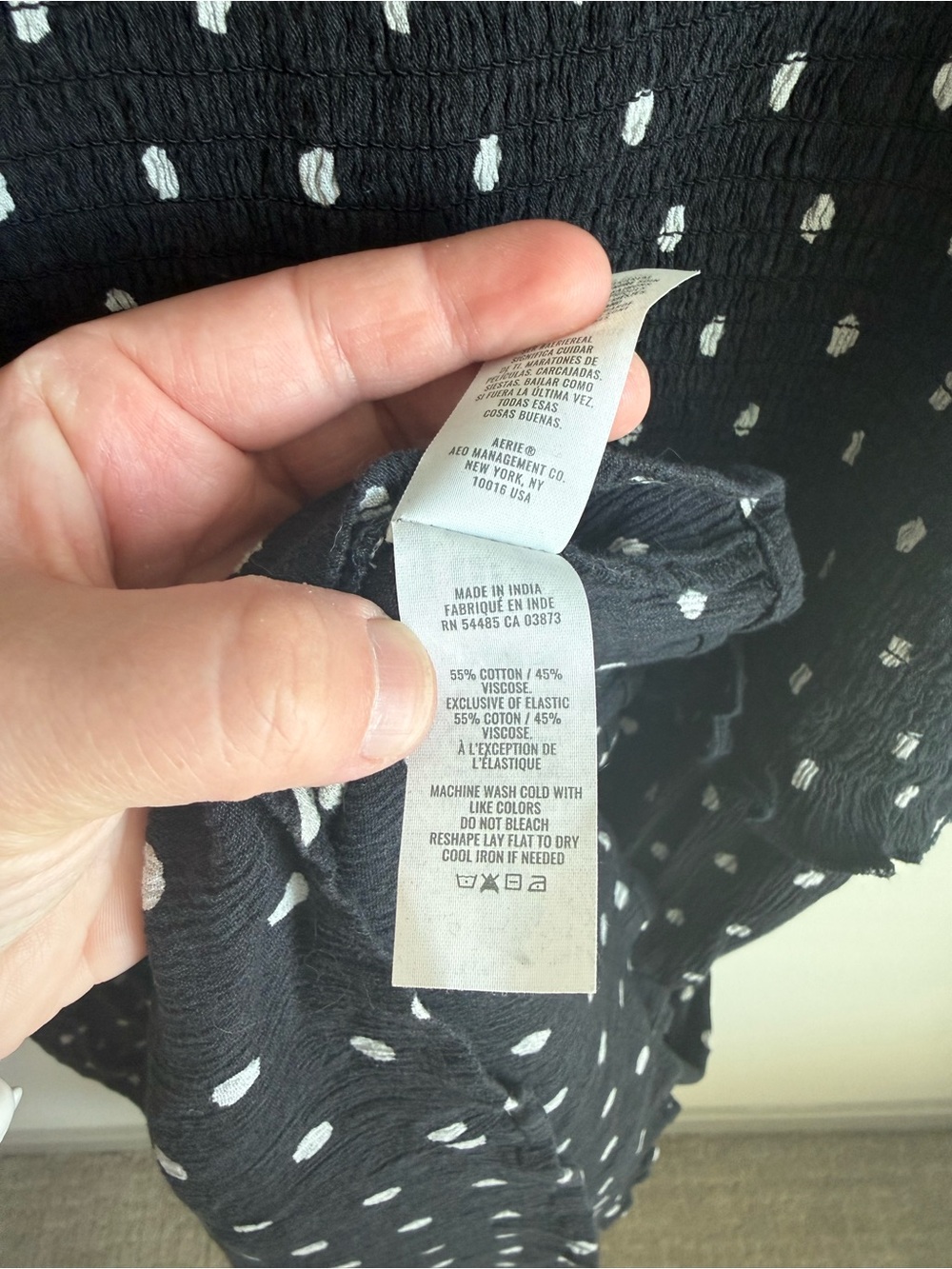 Aerie At the Barre Smocked Midi Dress Black White Polka Dot Pockets XL - Picture 13 of 15